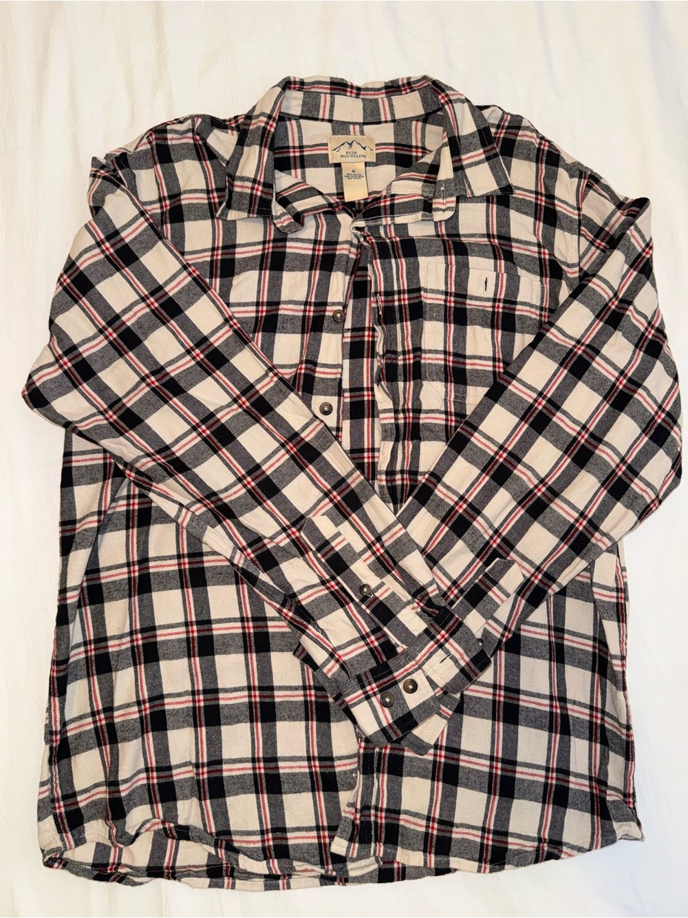 Men's Plaid Button-Down Shirt in Cream, Black & Red - Picture 1 of 2